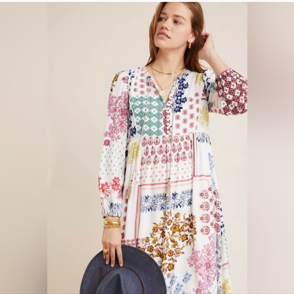 Daniel Rainn Multicolor Patchwork Long Sleeve Dre… - image 2